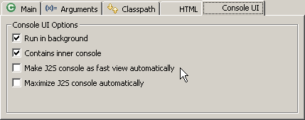 Java2Script console UI tab