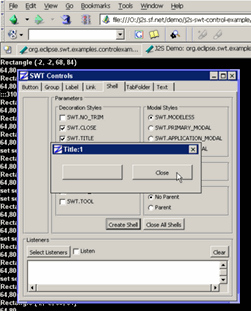 Screenshot of J2S SWT Control Example