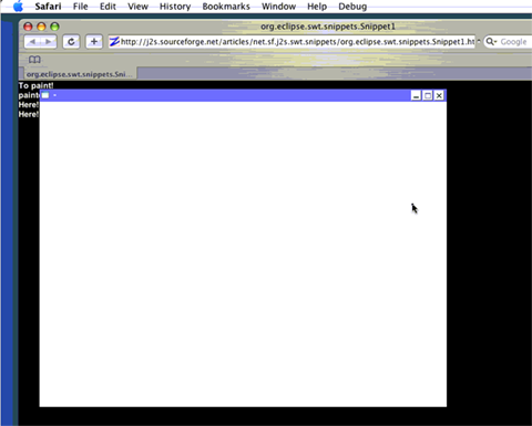 Screenshot of J2S SWT on Mac Safari