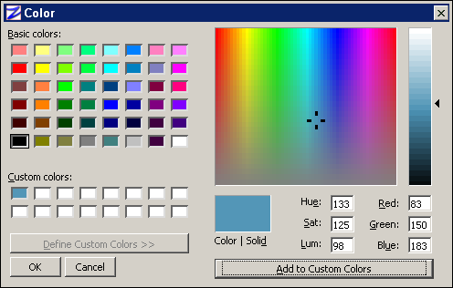 Screenshot of J2S SWT ColorDialog