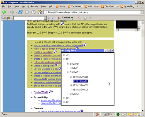 Screenshot of J2S Lazy Tree Snippet